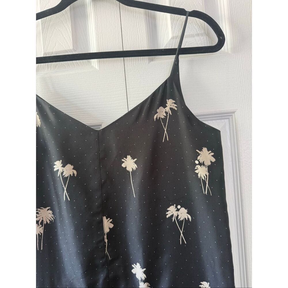 Rag and Bone 2 Dune Silk V Neck Sleeveless Black Palm Tree Romper Jumpsuit - Picture 4 of 8